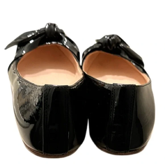 KATE SPADE Black Patent Leather ~ Size 8 ~ Women’s Slip On Flat Shoes With Bow - Picture 7 of 14